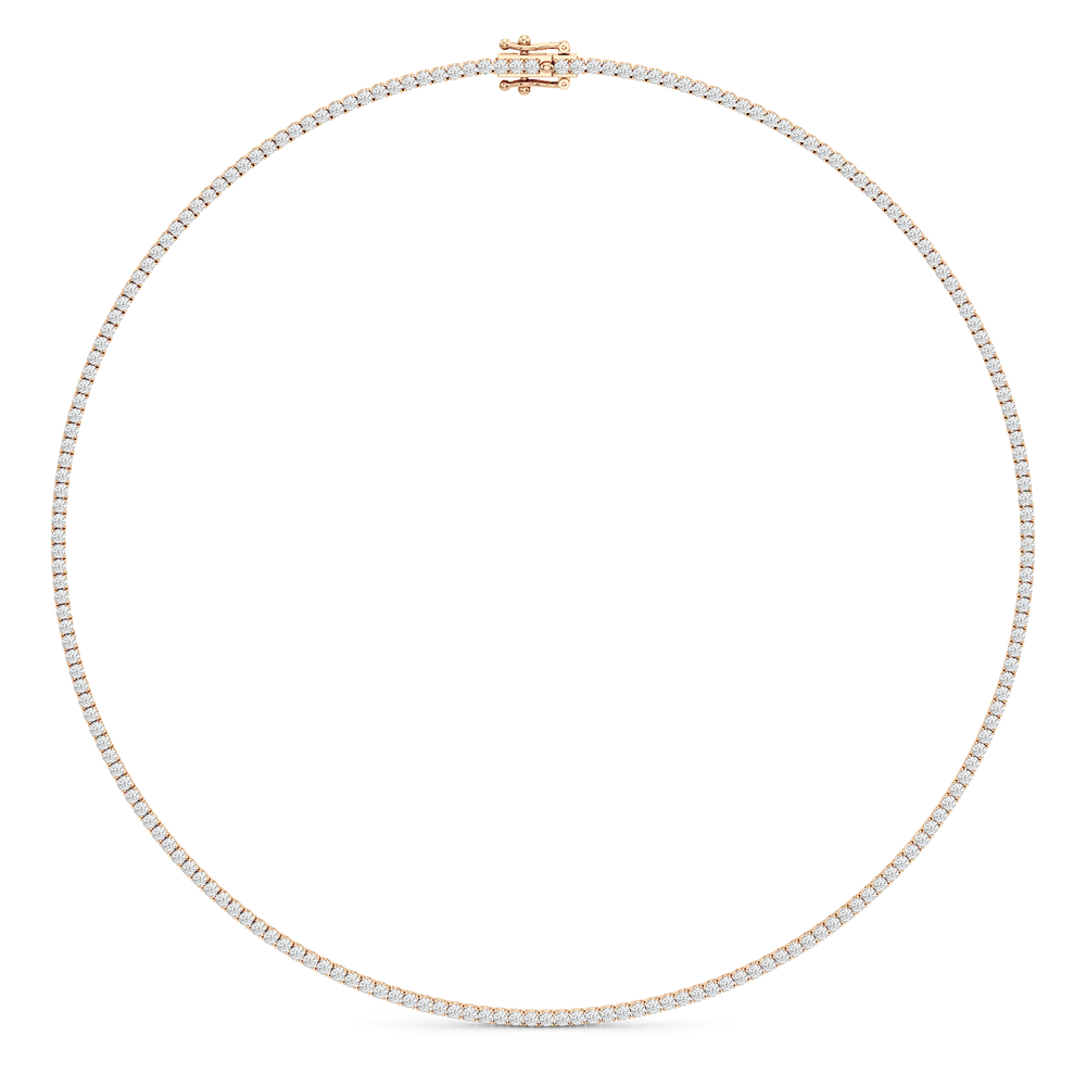 Classic Four Prong Diamond Tennis Necklace with 14KT Rose Gold / 7 / 18 Cut Diamond in 14KT Rose Gold / 7 / 18 view 2
