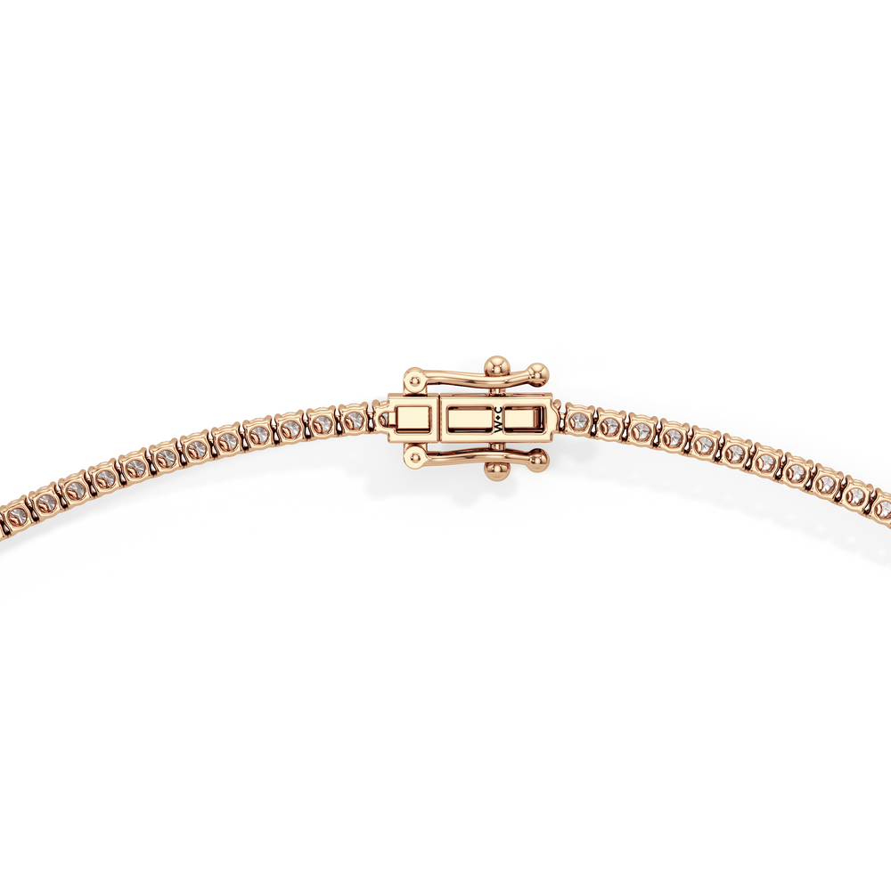 Classic Four Prong Diamond Tennis Necklace with 14KT Rose Gold / 7 / 18 Cut Diamond in 14KT Rose Gold / 7 / 18 view 4
