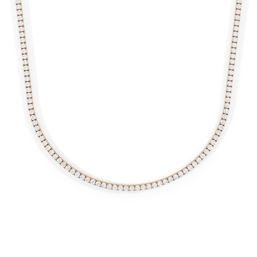 Classic Four Prong Diamond Tennis Necklace with 14KT Rose Gold / 7 / 18 Cut Diamond in 14KT Rose Gold / 7 / 18 view 1
