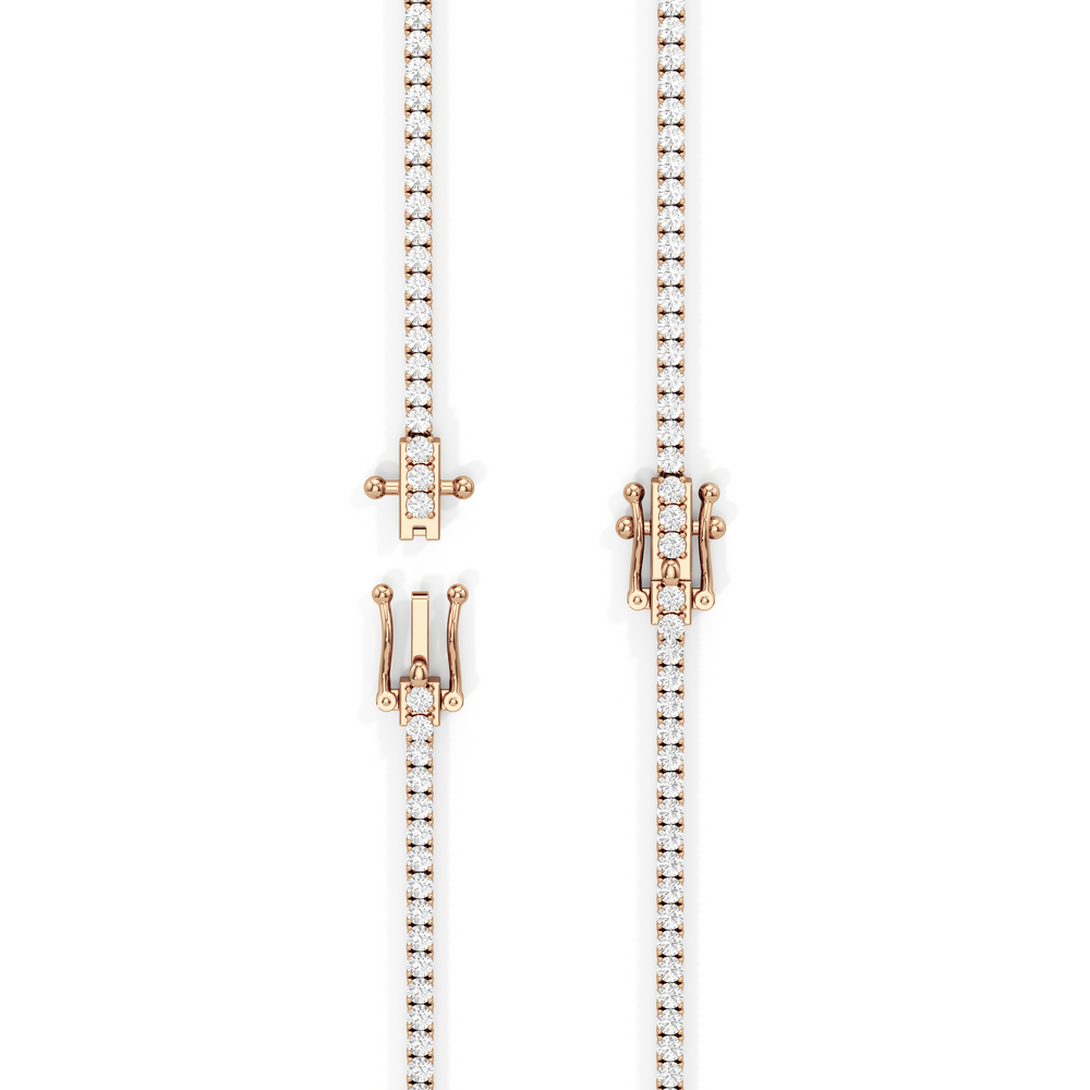 Classic Four Prong Diamond Tennis Necklace with 14KT Rose Gold / 7 / 18 Cut Diamond in 14KT Rose Gold / 7 / 18 view 5
