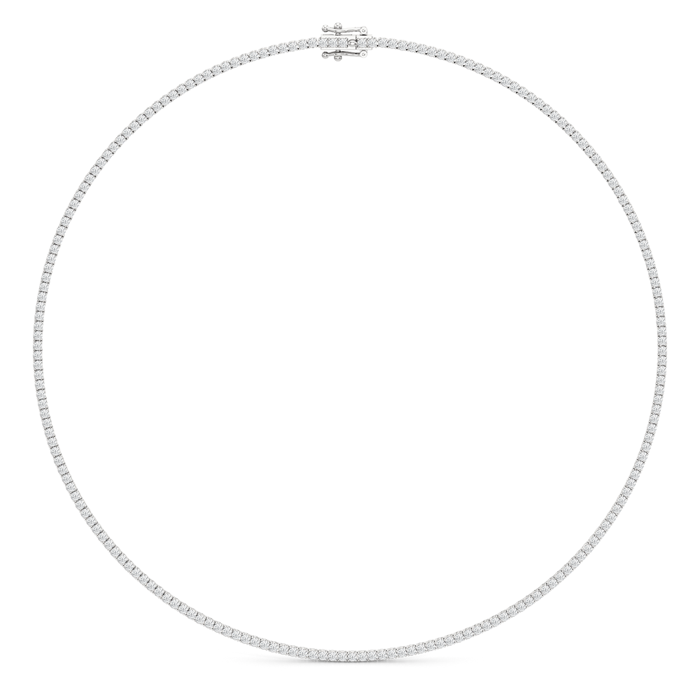 Classic Four Prong Diamond Tennis Necklace with 14KT White Gold / 7 / 18 Cut Diamond in 14KT White Gold / 7 / 18 view 2
