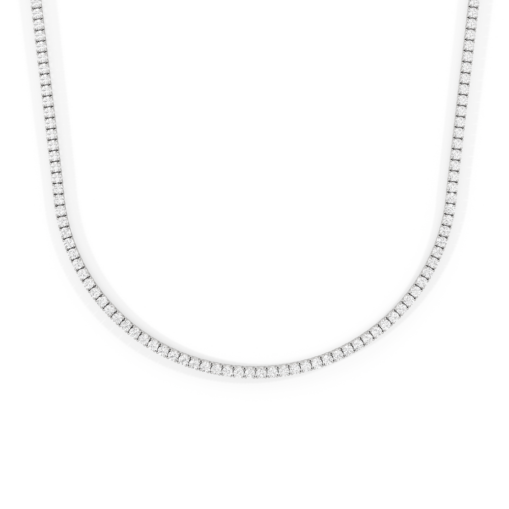 Classic Four Prong Diamond Tennis Necklace with 14KT White Gold / 7 / 18 Cut Diamond in 14KT White Gold / 7 / 18 view 1
