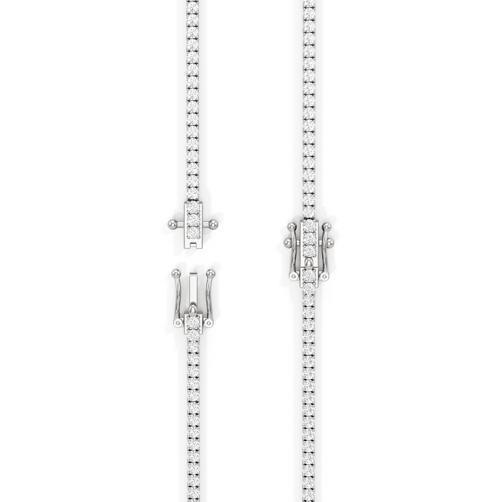 Classic Four Prong Diamond Tennis Necklace with 14KT White Gold / 7 / 18 Cut Diamond in 14KT White Gold / 7 / 18 view 5
