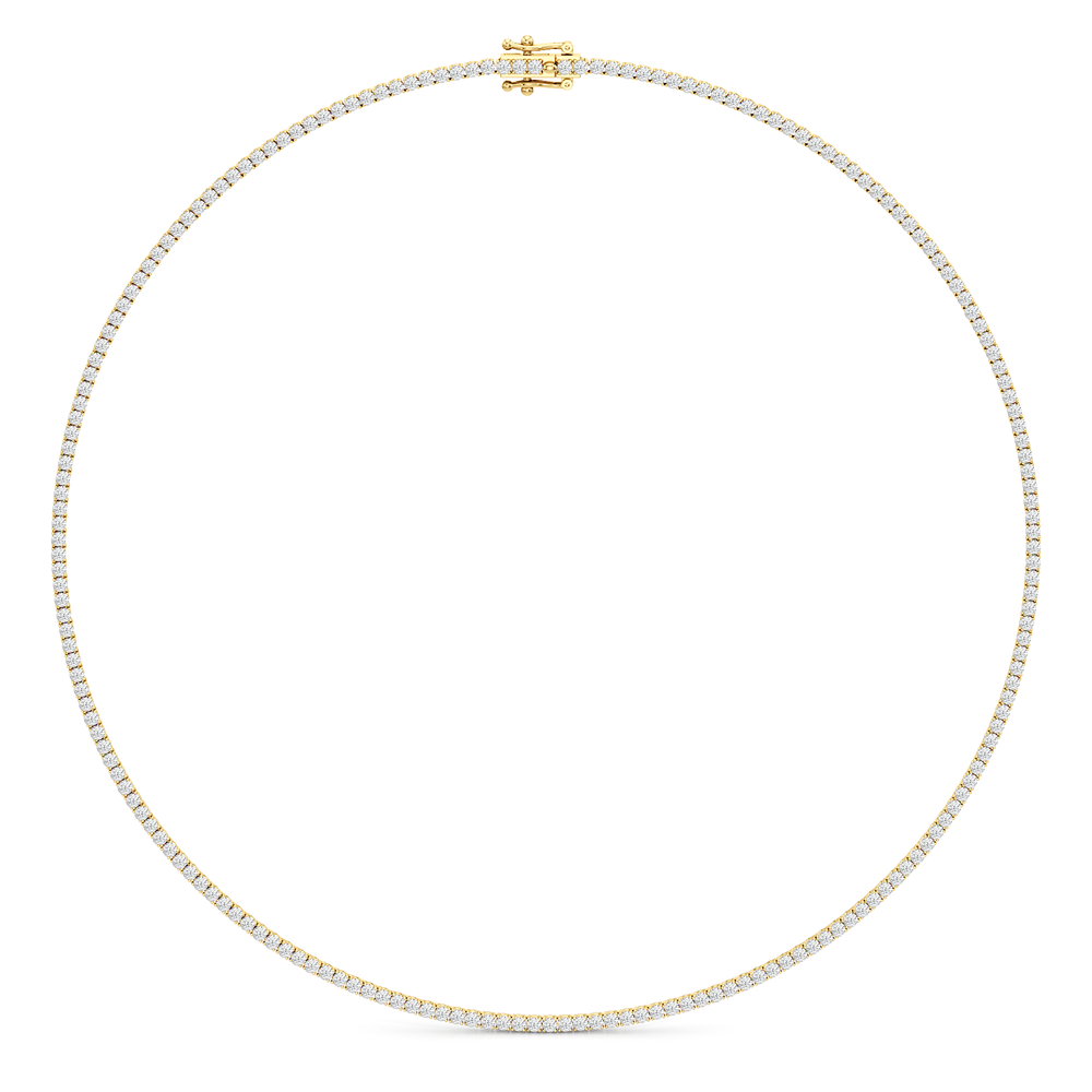Classic Four Prong Diamond Tennis Necklace with 14KT Yellow Gold / 7 / 18 Cut Diamond in 14KT Yellow Gold / 7 / 18 view 2
