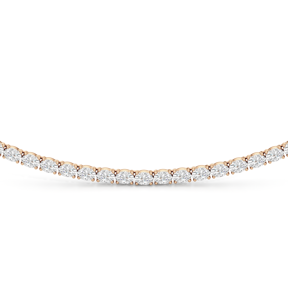 Oval East West Diamond Tennis Necklace with 14KT Rose Gold / 10 / 18 Cut Diamond in 14KT Rose Gold / 10 / 18 view 3
