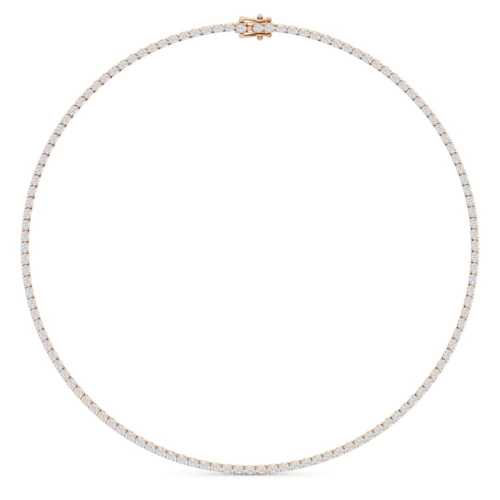Oval East West Diamond Tennis Necklace with 14KT Rose Gold / 10 / 18 Cut Diamond in 14KT Rose Gold / 10 / 18 view 2
