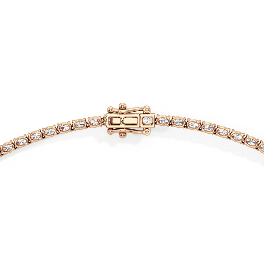 Oval East West Diamond Tennis Necklace with 14KT Rose Gold / 10 / 18 Cut Diamond in 14KT Rose Gold / 10 / 18 view 4
