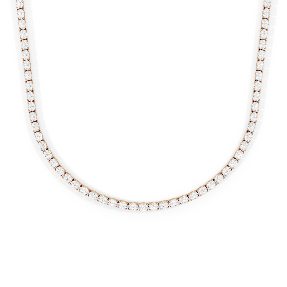 Oval East West Diamond Tennis Necklace with 14KT Rose Gold / 10 / 18 Cut Diamond in 14KT Rose Gold / 10 / 18 view 1
