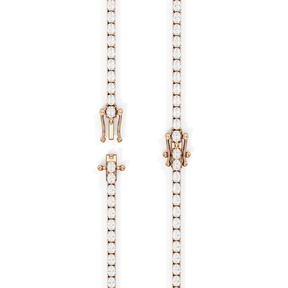 Oval East West Diamond Tennis Necklace with 14KT Rose Gold / 10 / 18 Cut Diamond in 14KT Rose Gold / 10 / 18 view 5
