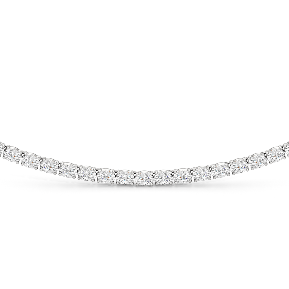 Oval East West Diamond Tennis Necklace with 14KT White Gold / 10 / 18 Cut Diamond in 14KT White Gold / 10 / 18 view 3
