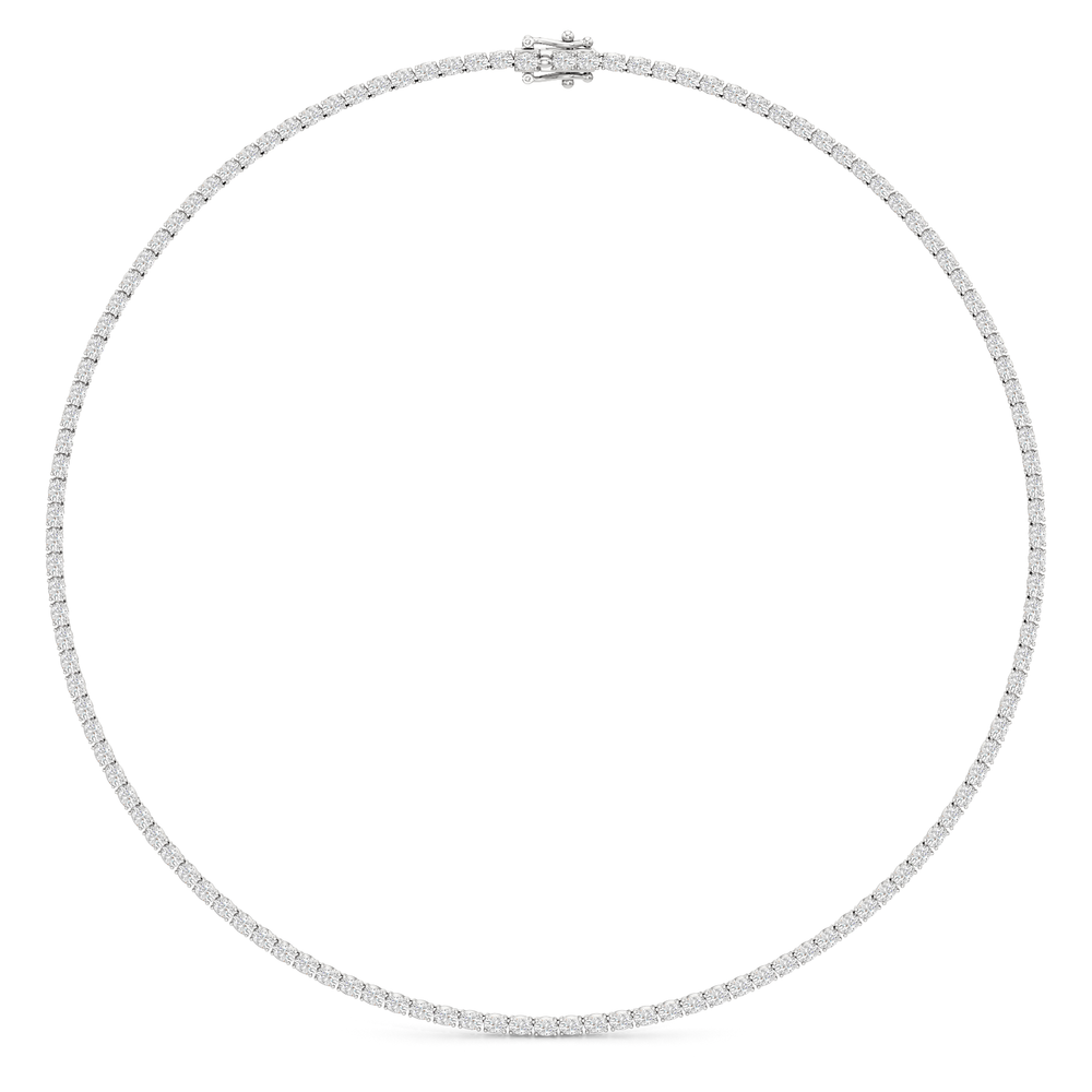 Oval East West Diamond Tennis Necklace with 14KT White Gold / 10 / 18 Cut Diamond in 14KT White Gold / 10 / 18 view 2
