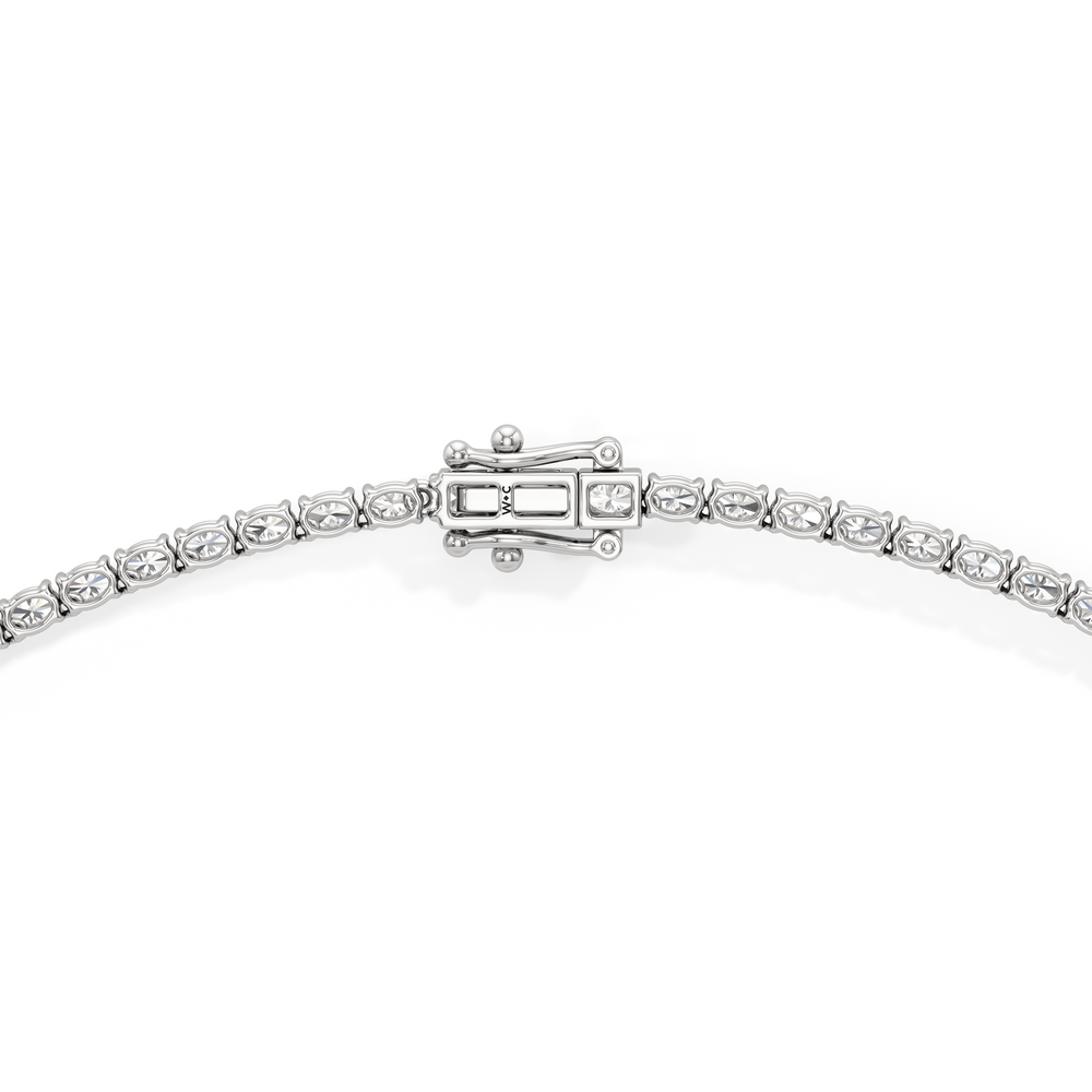 Oval East West Diamond Tennis Necklace with 14KT White Gold / 10 / 18 Cut Diamond in 14KT White Gold / 10 / 18 view 4
