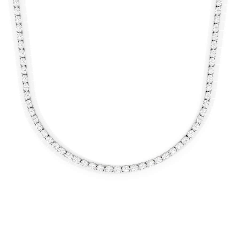 Oval East West Diamond Tennis Necklace with 14KT White Gold / 10 / 18 Cut Diamond in 14KT White Gold / 10 / 18 view 1
