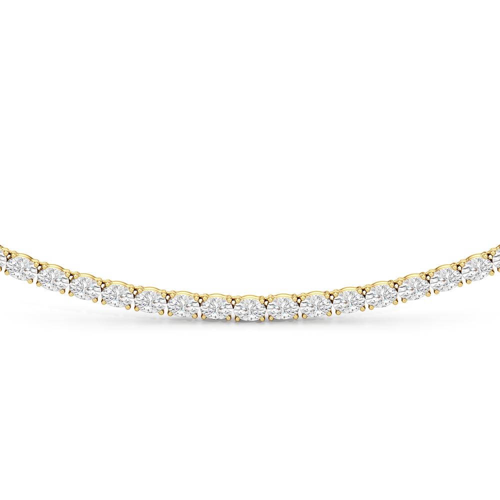 Oval East West Diamond Tennis Necklace with 14KT Yellow Gold / 10 / 18 Cut Diamond in 14KT Yellow Gold / 10 / 18 view 3
