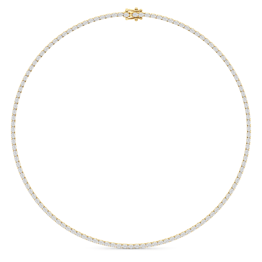 Oval East West Diamond Tennis Necklace with 14KT Yellow Gold / 10 / 18 Cut Diamond in 14KT Yellow Gold / 10 / 18 view 2

