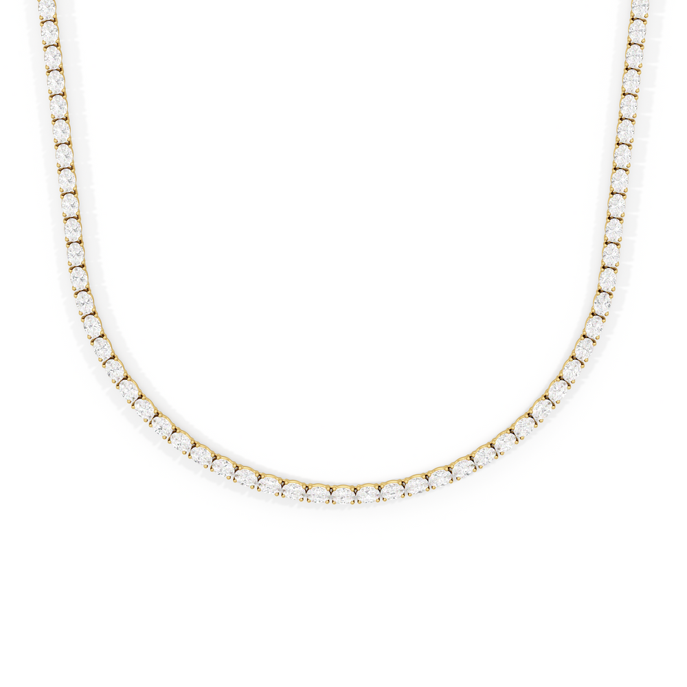 Oval East West Diamond Tennis Necklace with 14KT Yellow Gold / 10 / 18 Cut Diamond in 14KT Yellow Gold / 10 / 18 view 1
