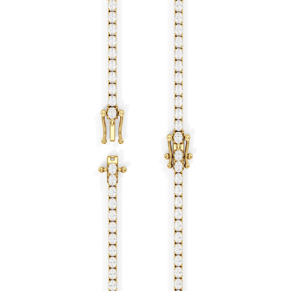 Oval East West Diamond Tennis Necklace with 14KT Yellow Gold / 10 / 18 Cut Diamond in 14KT Yellow Gold / 10 / 18 view 5
