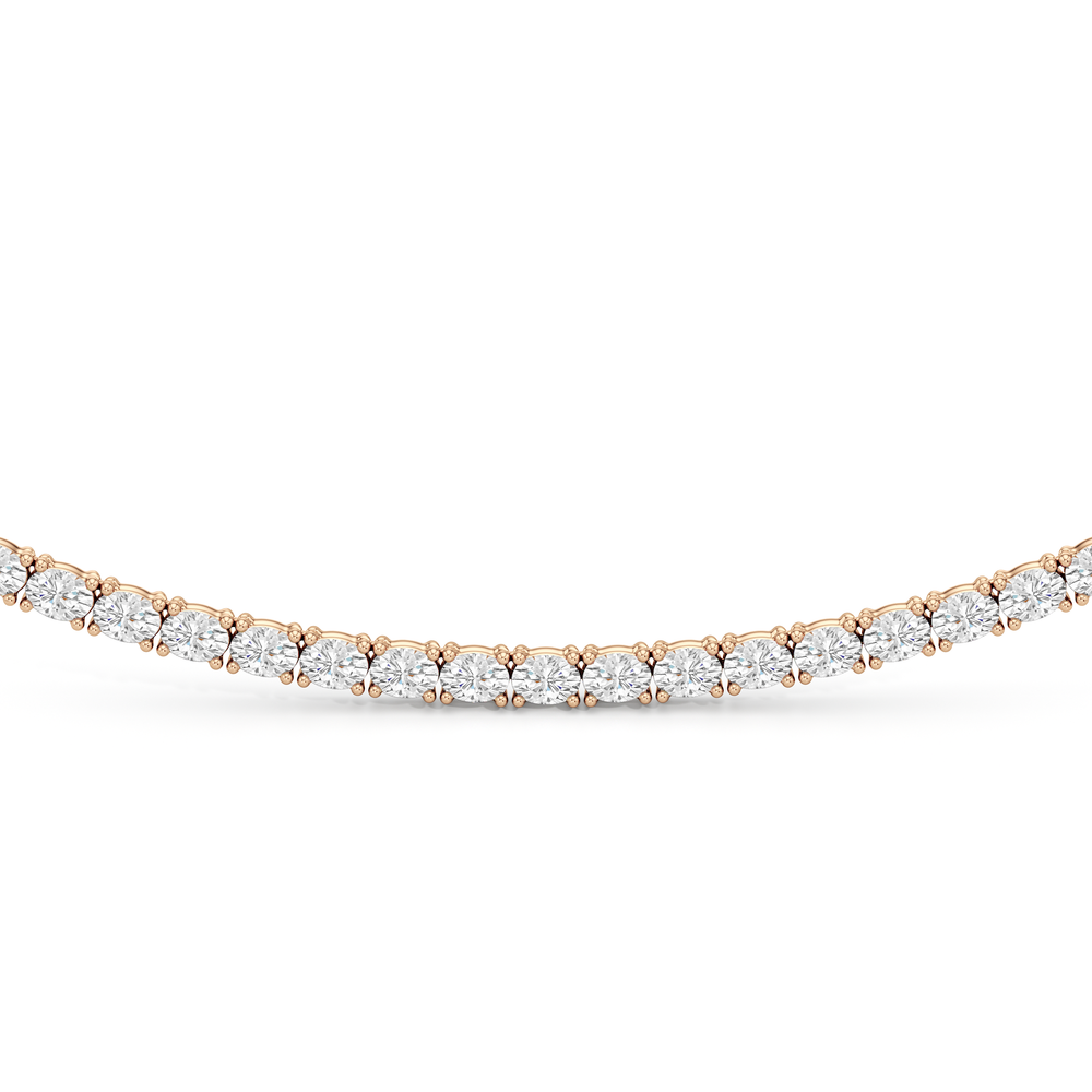 Oval East West Half Diamond Tennis Necklace with 14KT Rose Gold / 5 / 18 Cut Diamond in 14KT Rose Gold / 5 / 18 view 3
