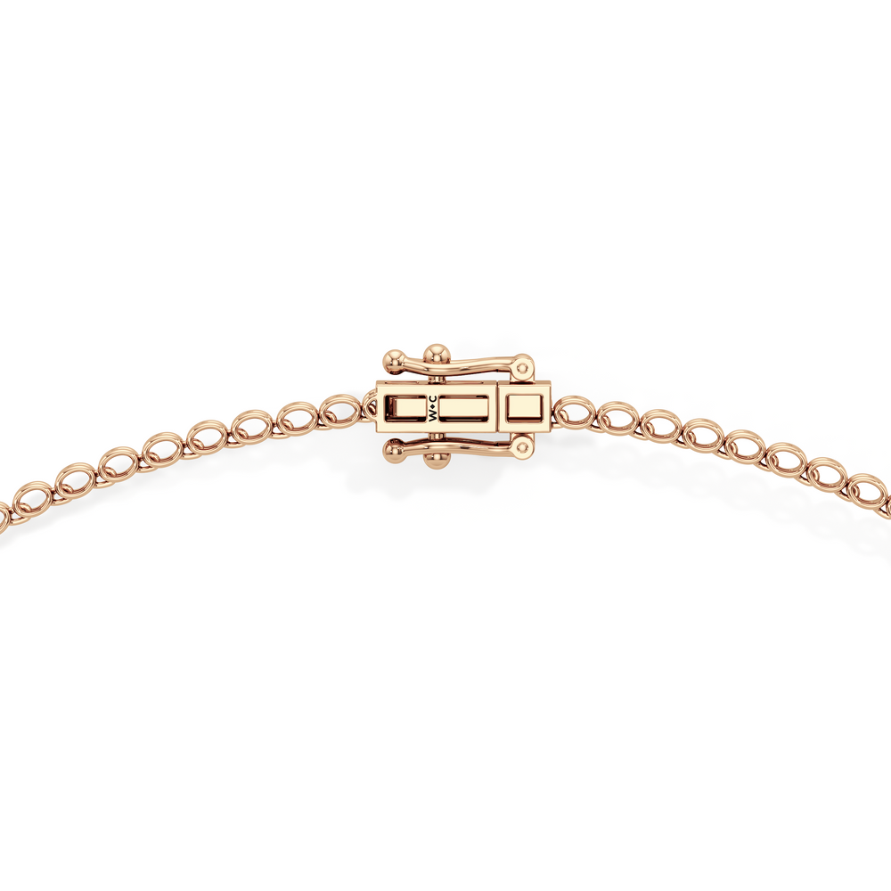 Oval East West Half Diamond Tennis Necklace with 14KT Rose Gold / 5 / 18 Cut Diamond in 14KT Rose Gold / 5 / 18 view 4

