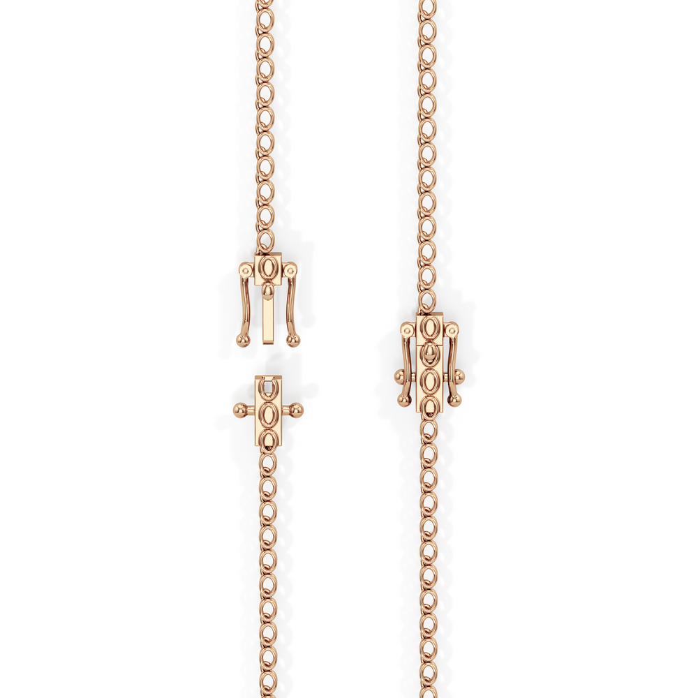Oval East West Half Diamond Tennis Necklace with 14KT Rose Gold / 5 / 18 Cut Diamond in 14KT Rose Gold / 5 / 18 view 5
