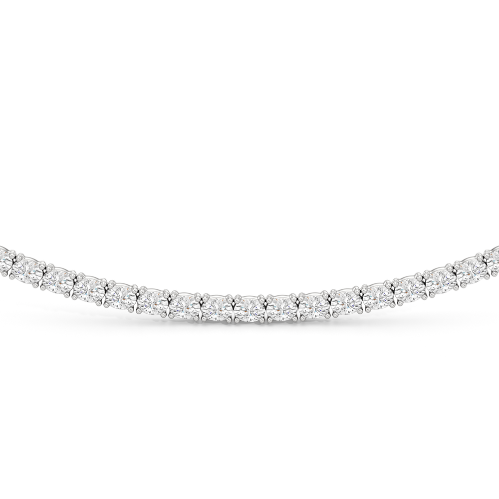 Oval East West Half Diamond Tennis Necklace with 14KT White Gold / 5 / 18 Cut Diamond in 14KT White Gold / 5 / 18 view 3
