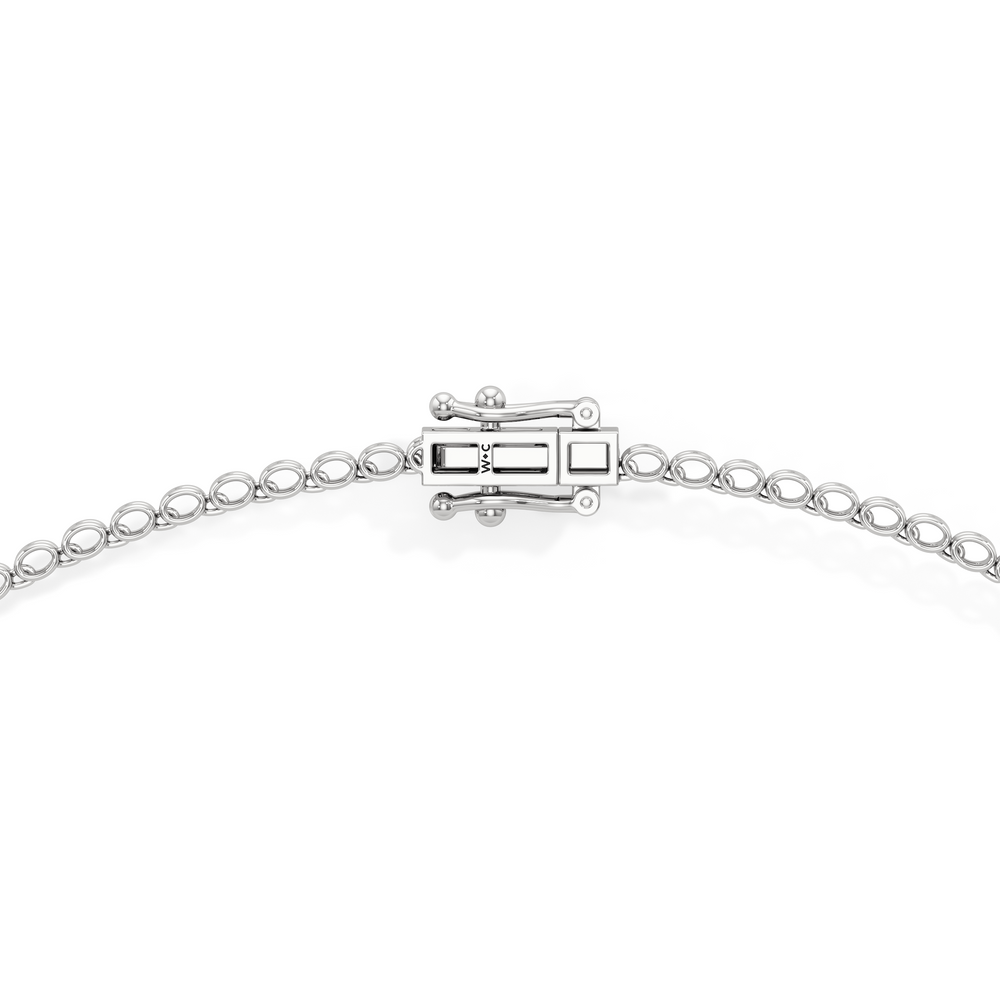 Oval East West Half Diamond Tennis Necklace with 14KT White Gold / 5 / 18 Cut Diamond in 14KT White Gold / 5 / 18 view 4

