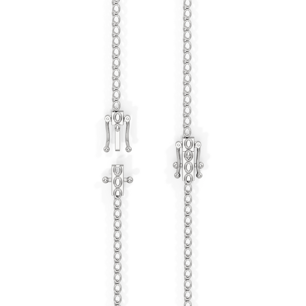Oval East West Half Diamond Tennis Necklace with 14KT White Gold / 5 / 18 Cut Diamond in 14KT White Gold / 5 / 18 view 5
