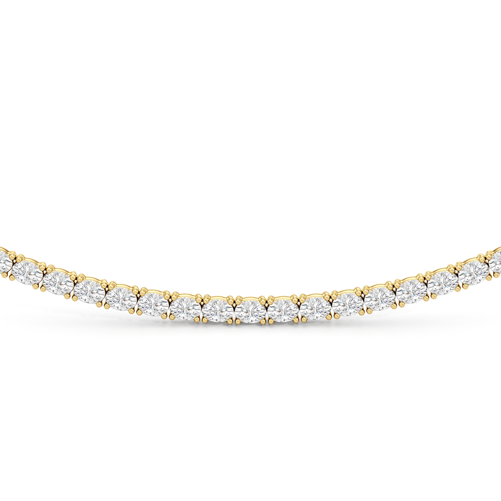 Oval East West Half Diamond Tennis Necklace with 14KT Yellow Gold / 5 / 18 Cut Diamond in 14KT Yellow Gold / 5 / 18 view 3
