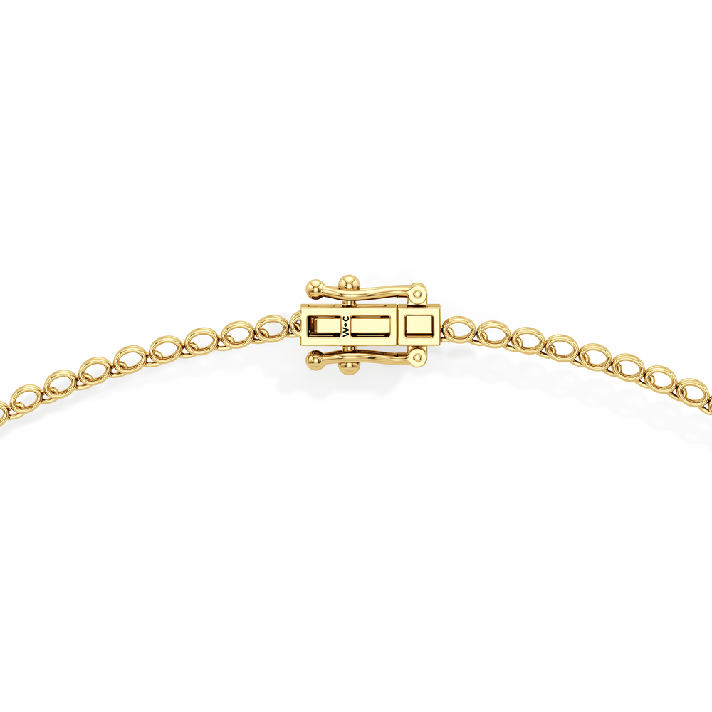 Oval East West Half Diamond Tennis Necklace with 14KT Yellow Gold / 5 / 18 Cut Diamond in 14KT Yellow Gold / 5 / 18 view 4
