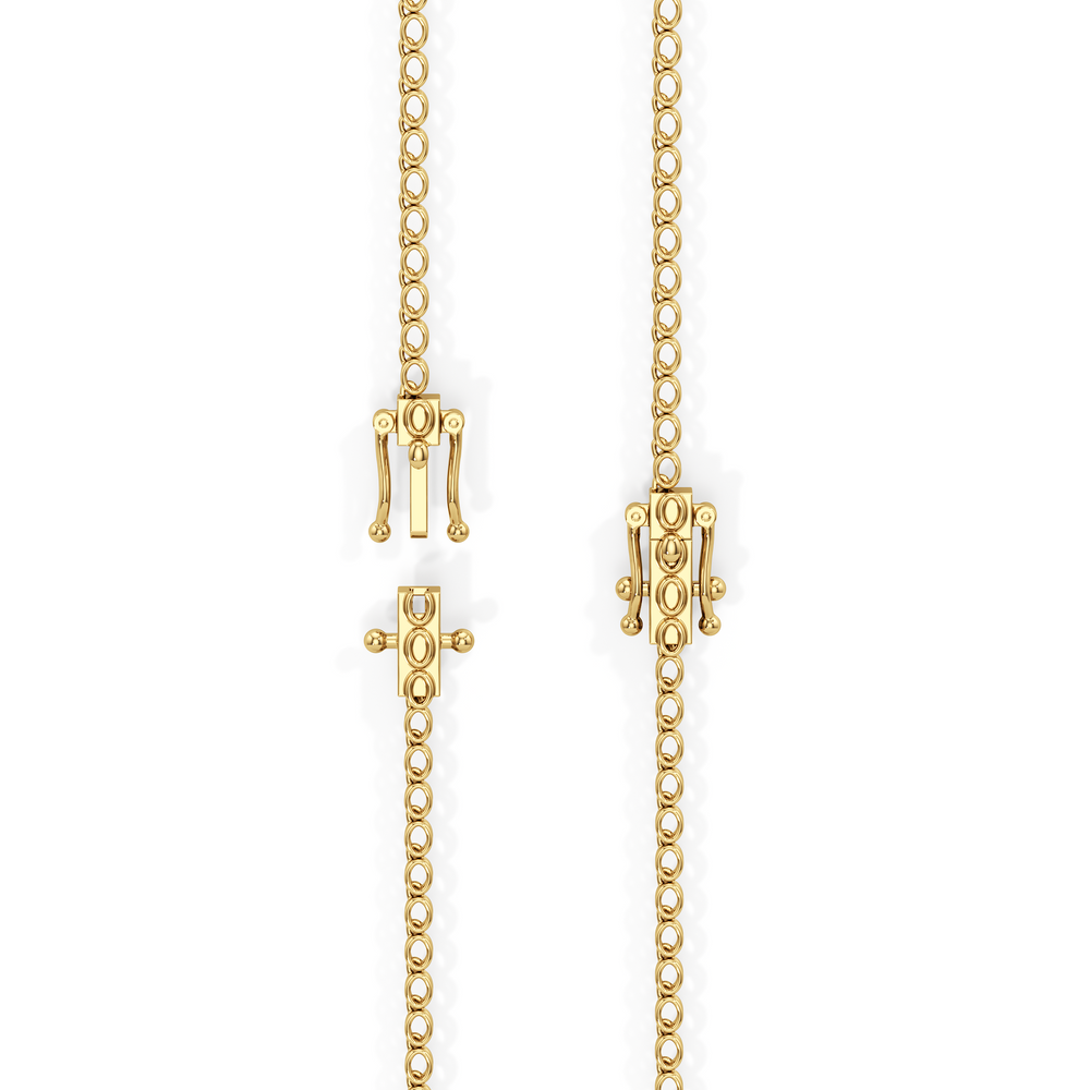 Oval East West Half Diamond Tennis Necklace with 14KT Yellow Gold / 5 / 18 Cut Diamond in 14KT Yellow Gold / 5 / 18 view 5

