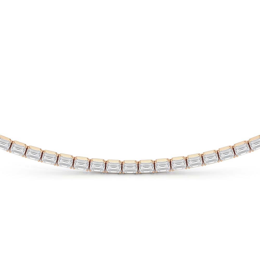 Emerald East West Diamond Tennis Necklace with 14KT Rose Gold / 9 1/4 / 18 Cut Diamond in 14KT Rose Gold / 9 1/4 / 18 view 3
