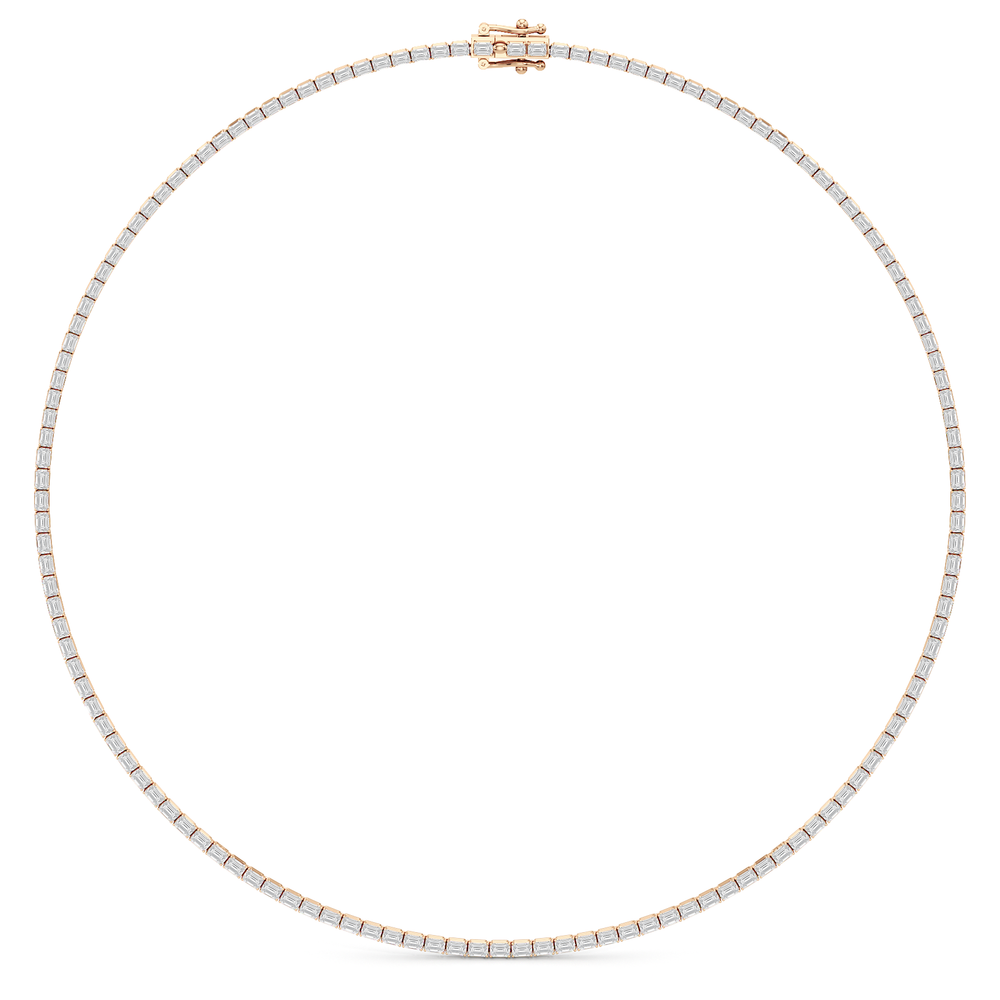 Emerald East West Diamond Tennis Necklace with 14KT Rose Gold / 9 1/4 / 18 Cut Diamond in 14KT Rose Gold / 9 1/4 / 18 view 2
