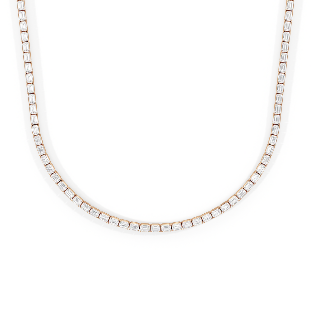 Emerald East West Diamond Tennis Necklace with 14KT Rose Gold / 9 1/4 / 18 Cut Diamond in 14KT Rose Gold / 9 1/4 / 18 view 1
