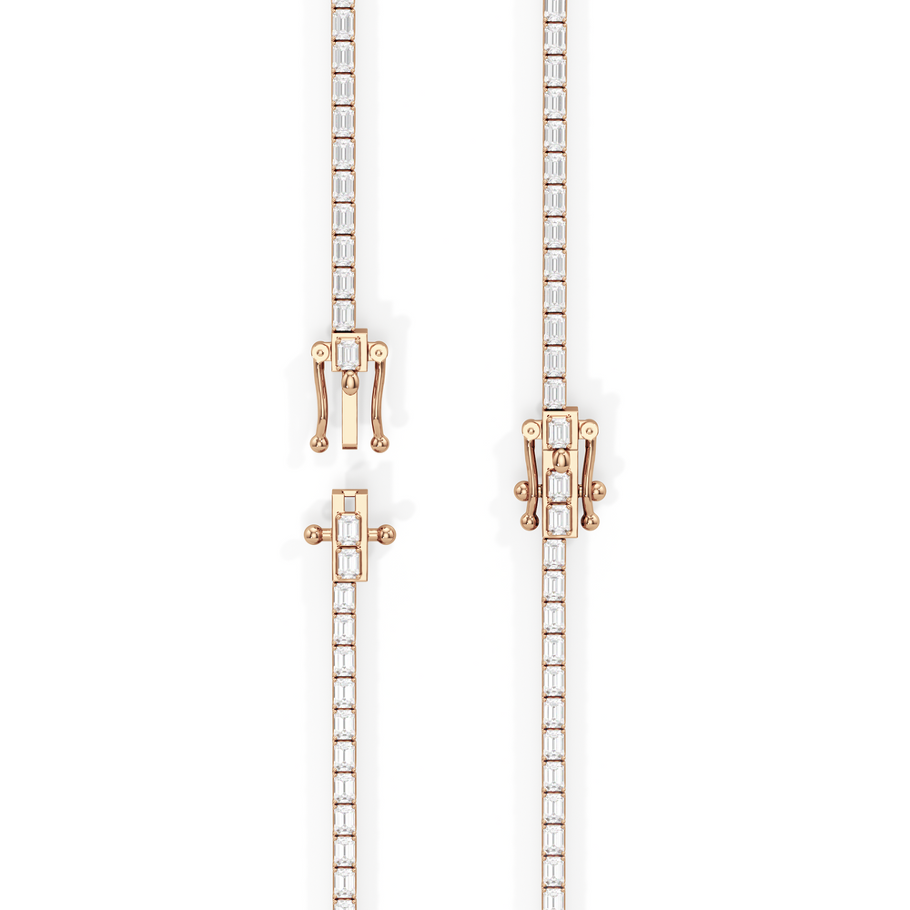 Emerald East West Diamond Tennis Necklace with 14KT Rose Gold / 9 1/4 / 18 Cut Diamond in 14KT Rose Gold / 9 1/4 / 18 view 5
