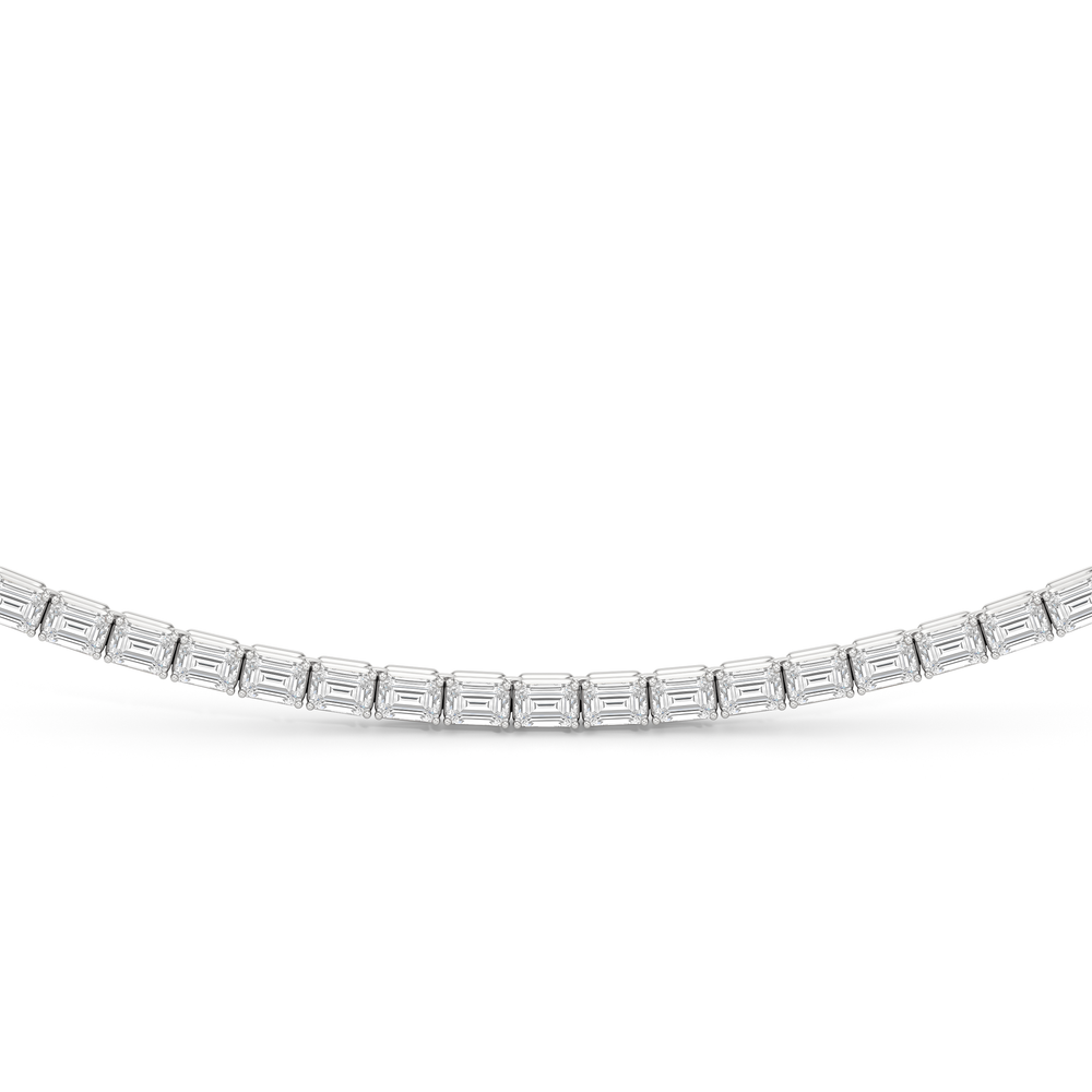 Emerald East West Diamond Tennis Necklace with 14KT White Gold / 9 1/4 / 18 Cut Diamond in 14KT White Gold / 9 1/4 / 18 view 3
