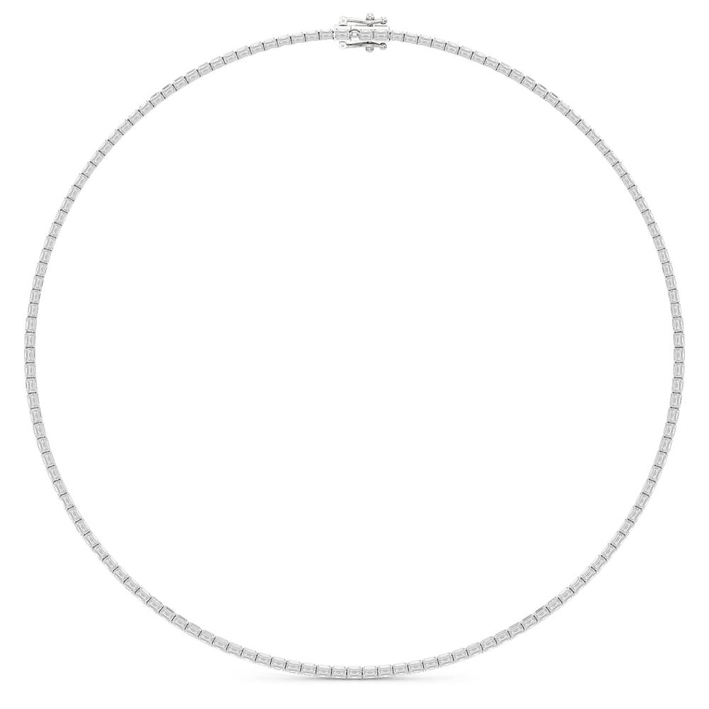 Emerald East West Diamond Tennis Necklace with 14KT White Gold / 9 1/4 / 18 Cut Diamond in 14KT White Gold / 9 1/4 / 18 view 2
