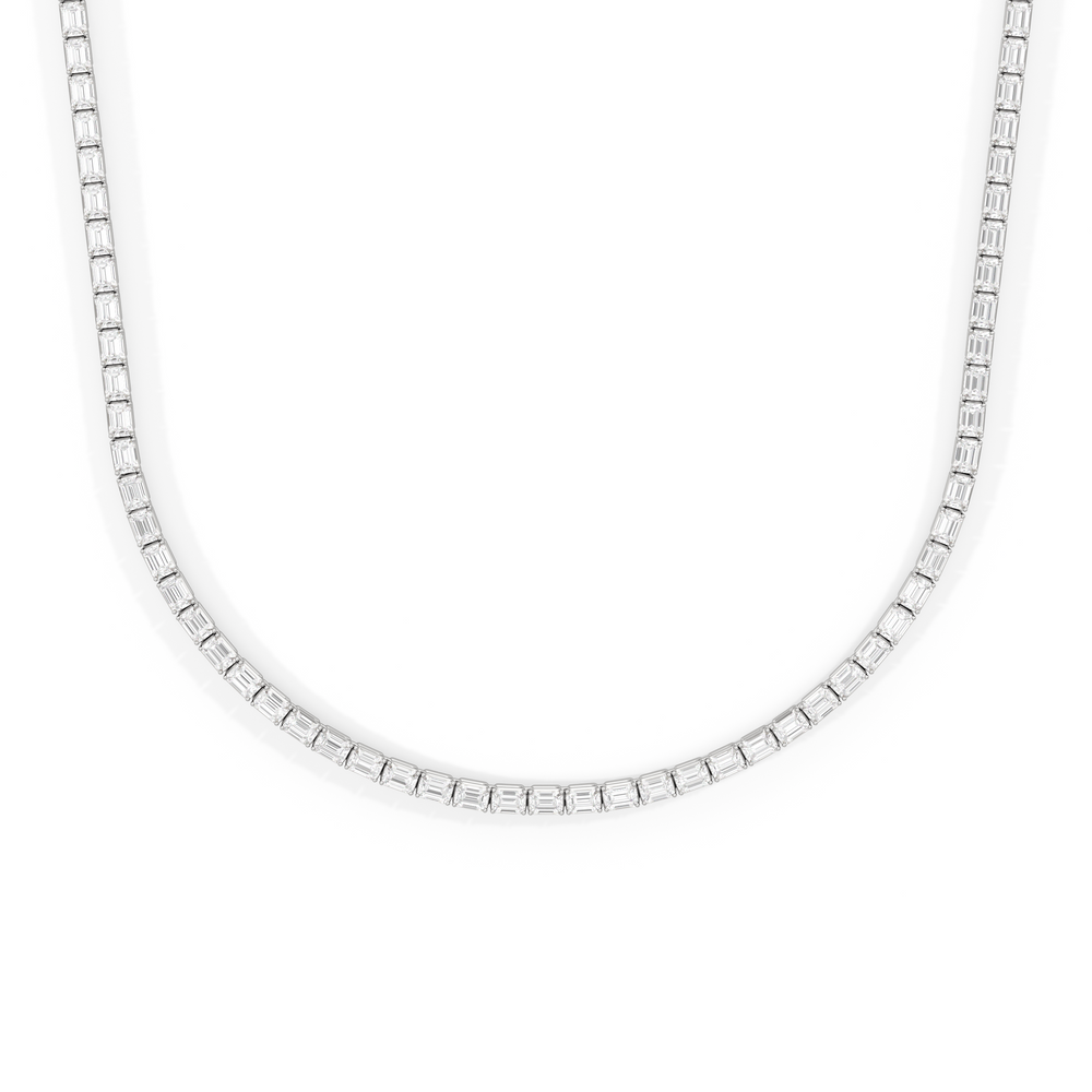 Emerald East West Diamond Tennis Necklace with 14KT White Gold / 9 1/4 / 18 Cut Diamond in 14KT White Gold / 9 1/4 / 18 view 1
