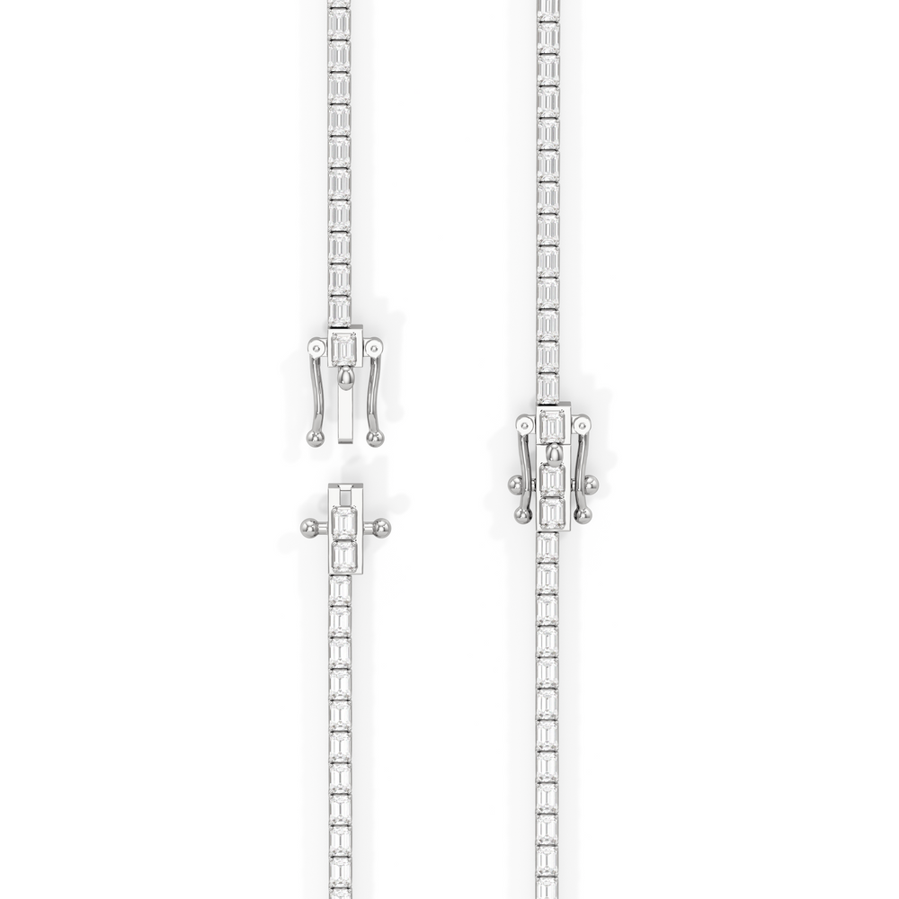 Emerald East West Diamond Tennis Necklace with 14KT White Gold / 9 1/4 / 18 Cut Diamond in 14KT White Gold / 9 1/4 / 18 view 5
