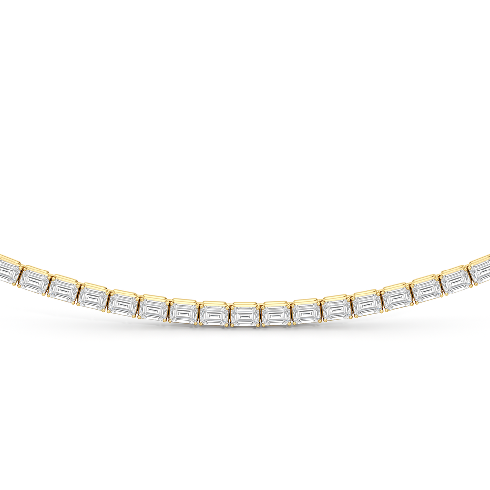 Emerald East West Diamond Tennis Necklace with 14KT Yellow Gold / 9 1/4 / 18 Cut Diamond in 14KT Yellow Gold / 9 1/4 / 18 view 3
