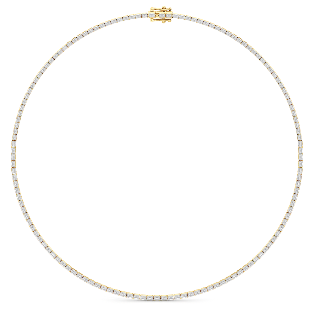Emerald East West Diamond Tennis Necklace with 14KT Yellow Gold / 9 1/4 / 18 Cut Diamond in 14KT Yellow Gold / 9 1/4 / 18 view 2
