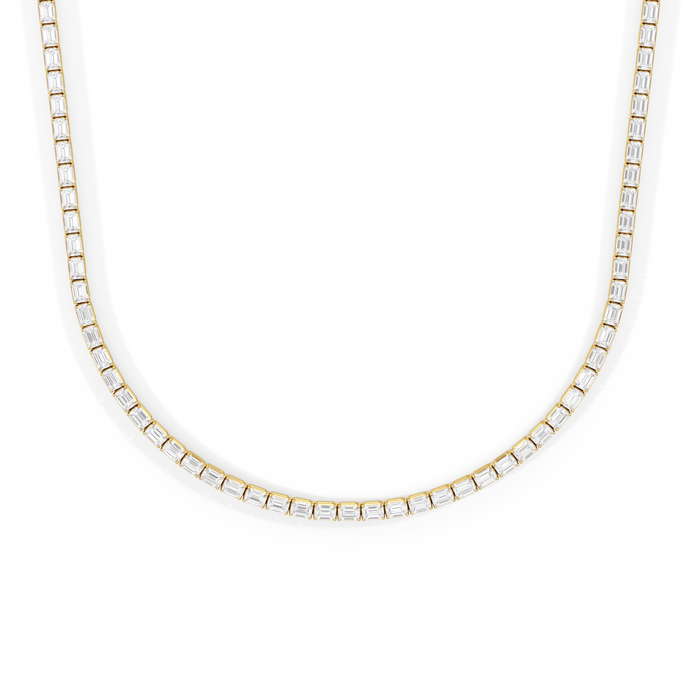 Emerald East West Diamond Tennis Necklace with 14KT Yellow Gold / 9 1/4 / 18 Cut Diamond in 14KT Yellow Gold / 9 1/4 / 18 view 1
