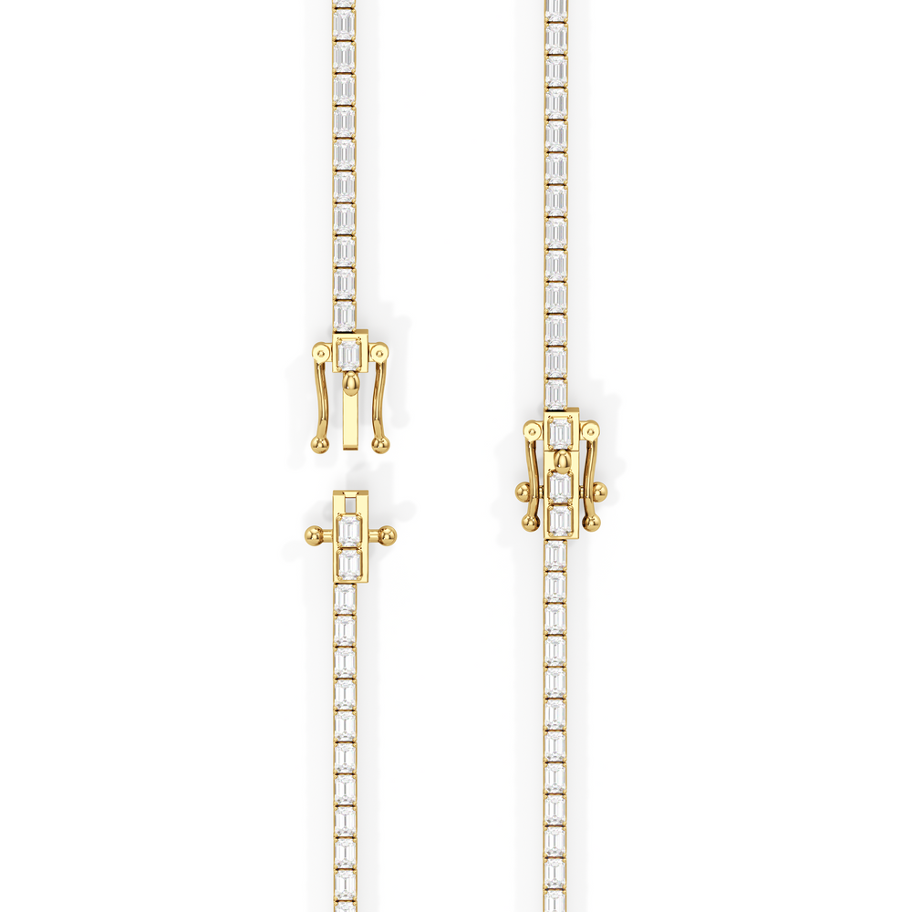 Emerald East West Diamond Tennis Necklace with 14KT Yellow Gold / 9 1/4 / 18 Cut Diamond in 14KT Yellow Gold / 9 1/4 / 18 view 5
