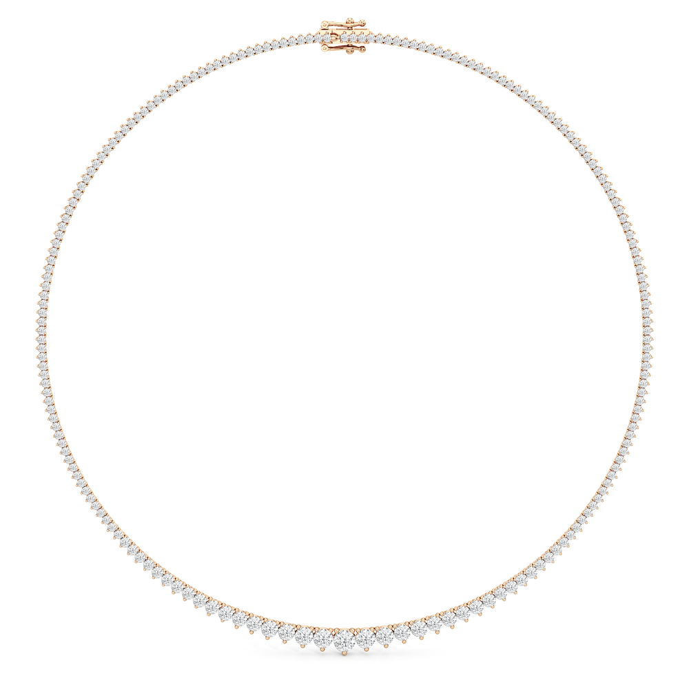 Graduating Three Prong Diamond Tennis Necklace with 14KT Rose Gold / 10 / 18 Cut Diamond in 14KT Rose Gold / 10 / 18 view 2
