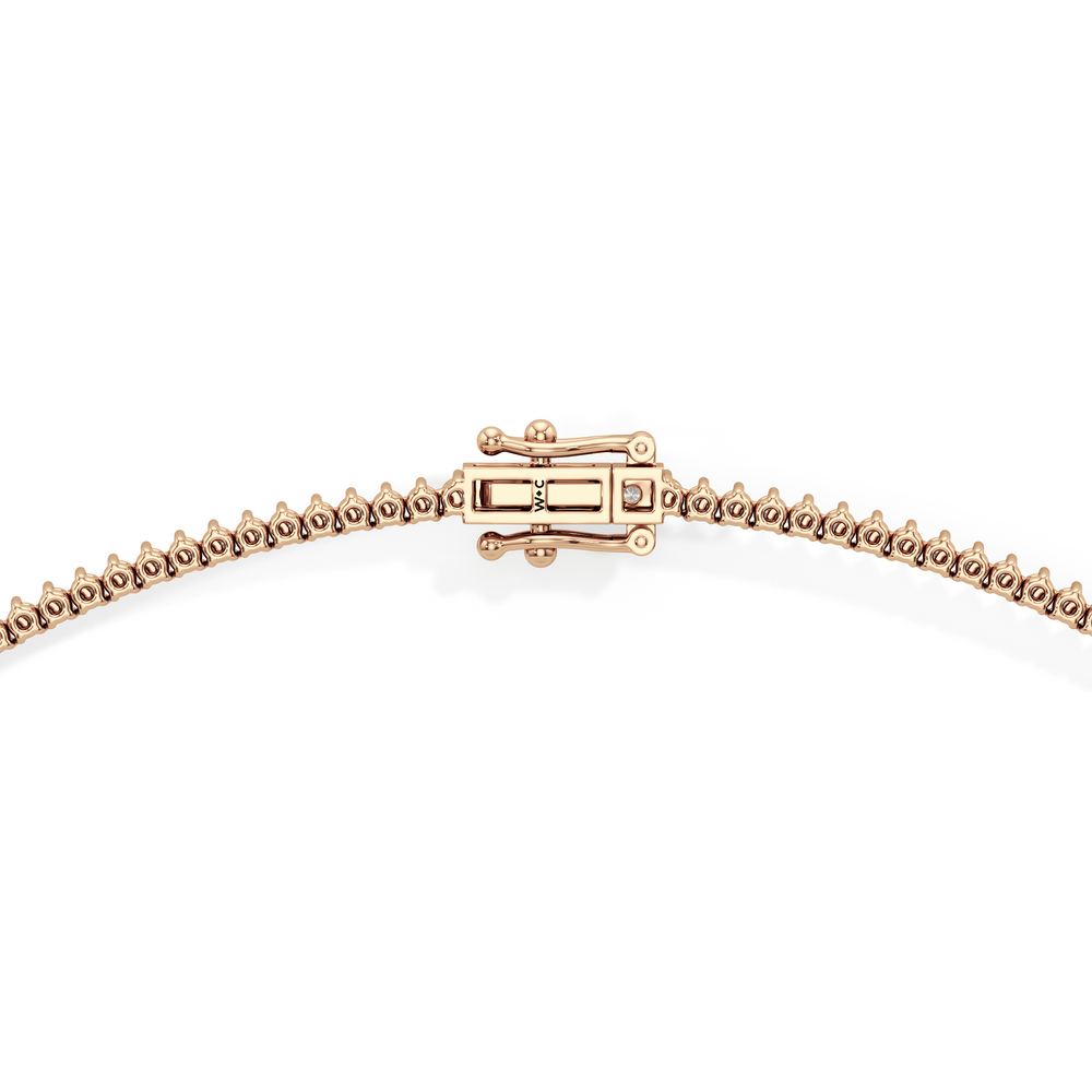 Graduating Three Prong Diamond Tennis Necklace with 14KT Rose Gold / 10 / 18 Cut Diamond in 14KT Rose Gold / 10 / 18 view 4
