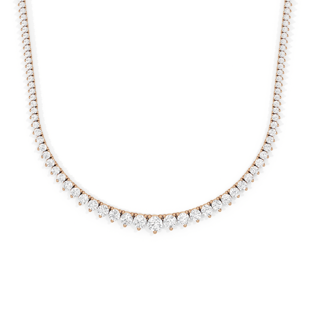 Graduating Three Prong Diamond Tennis Necklace with 14KT Rose Gold / 10 / 18 Cut Diamond in 14KT Rose Gold / 10 / 18 view 1
