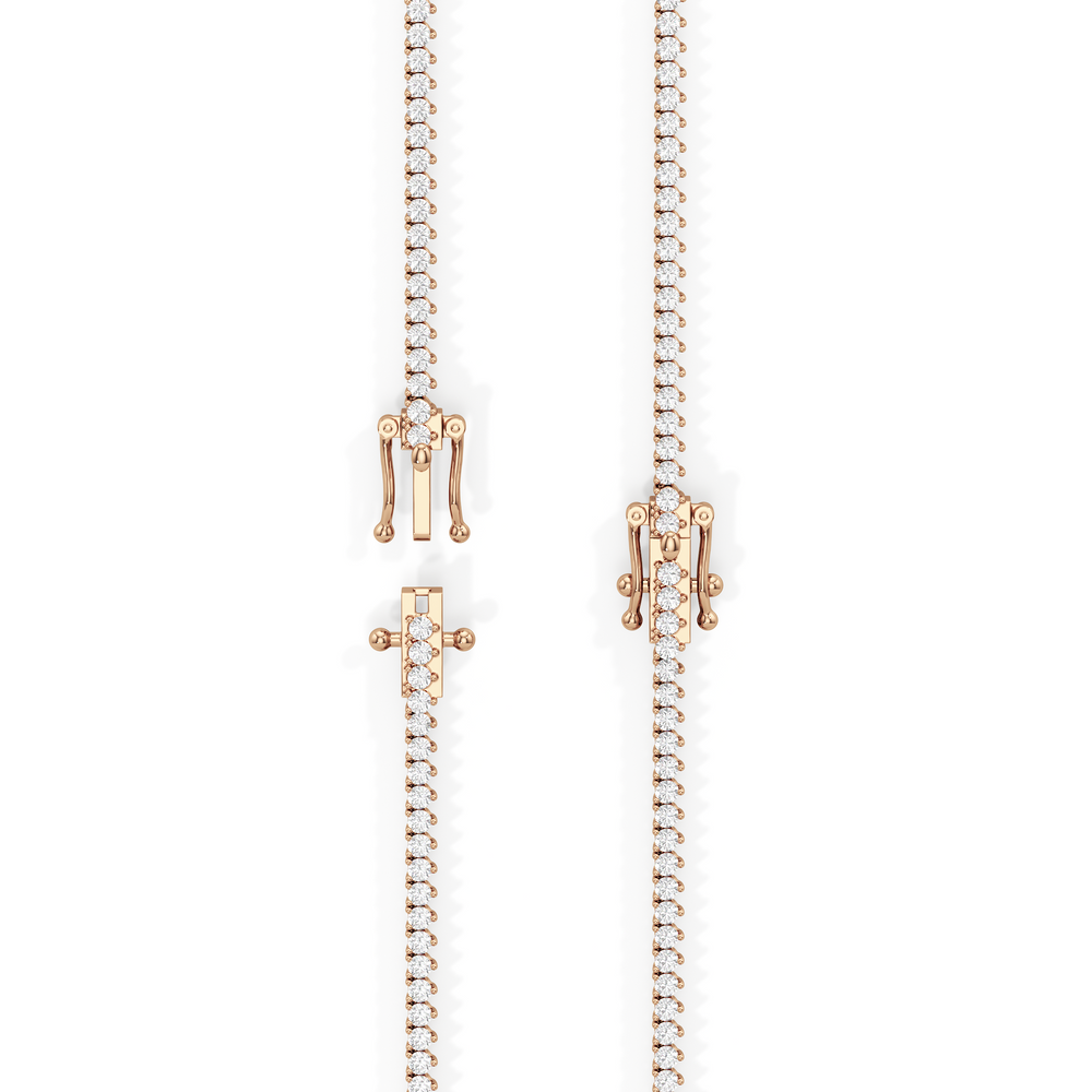 Graduating Three Prong Diamond Tennis Necklace with 14KT Rose Gold / 10 / 18 Cut Diamond in 14KT Rose Gold / 10 / 18 view 5
