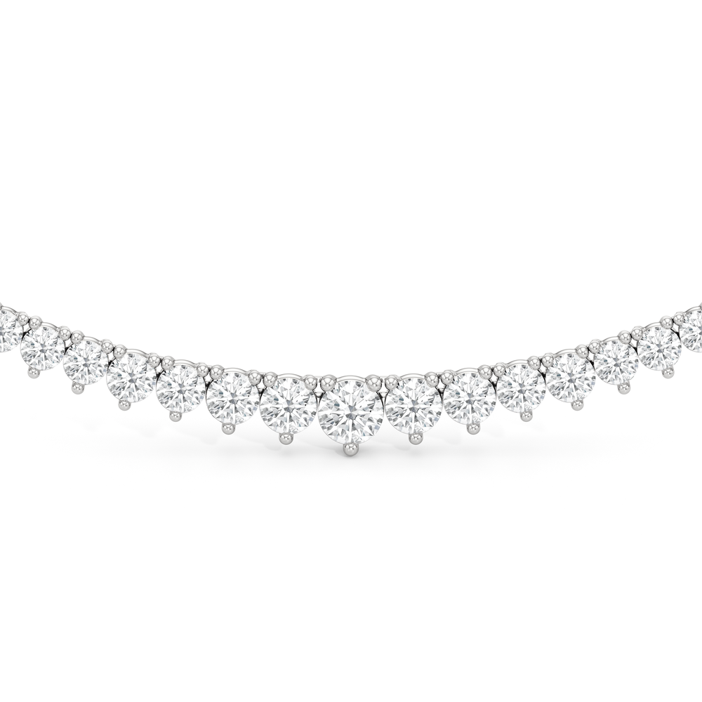 Graduating Three Prong Diamond Tennis Necklace with 14KT White Gold / 10 / 18 Cut Diamond in 14KT White Gold / 10 / 18 view 3
