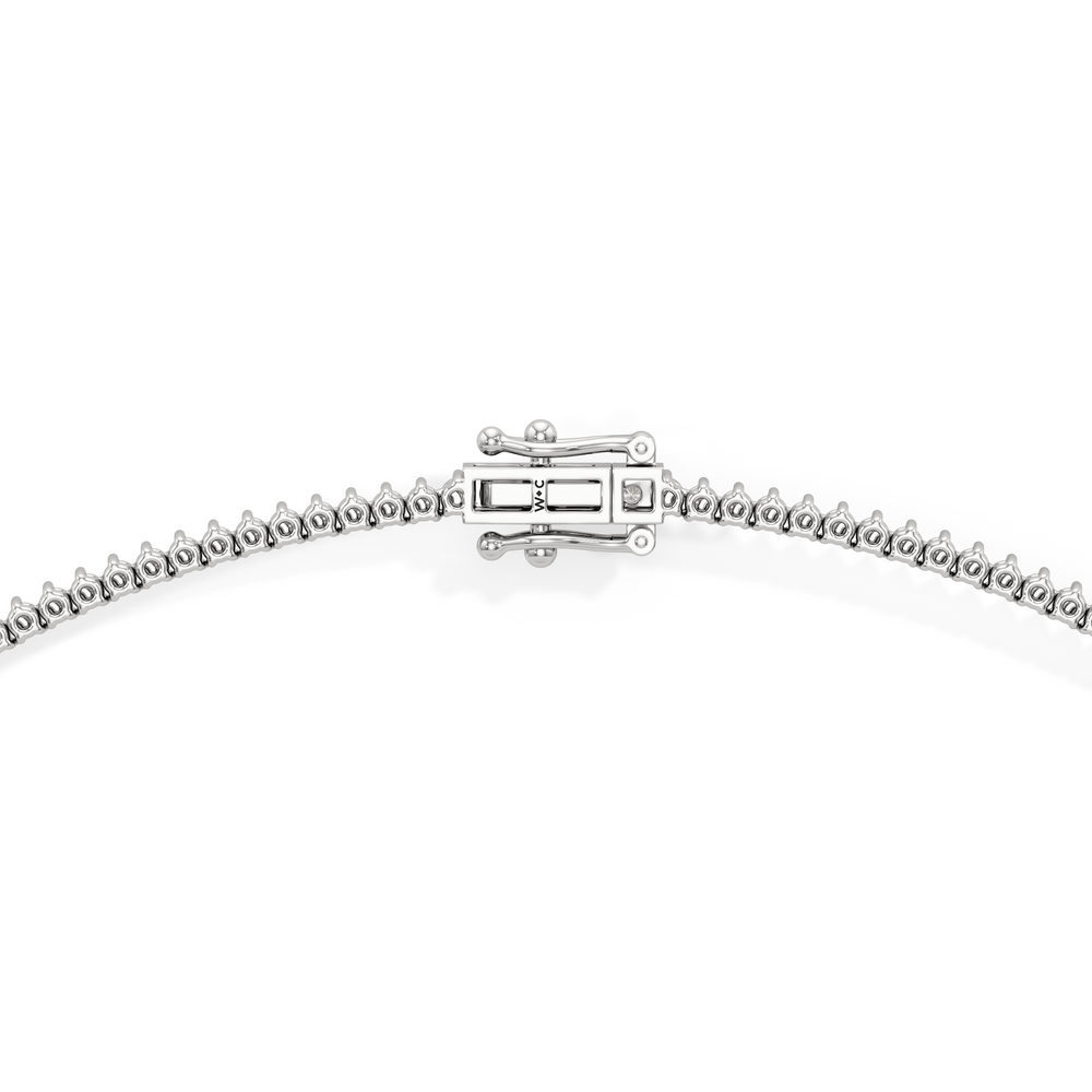 Graduating Three Prong Diamond Tennis Necklace with 14KT White Gold / 10 / 18 Cut Diamond in 14KT White Gold / 10 / 18 view 4
