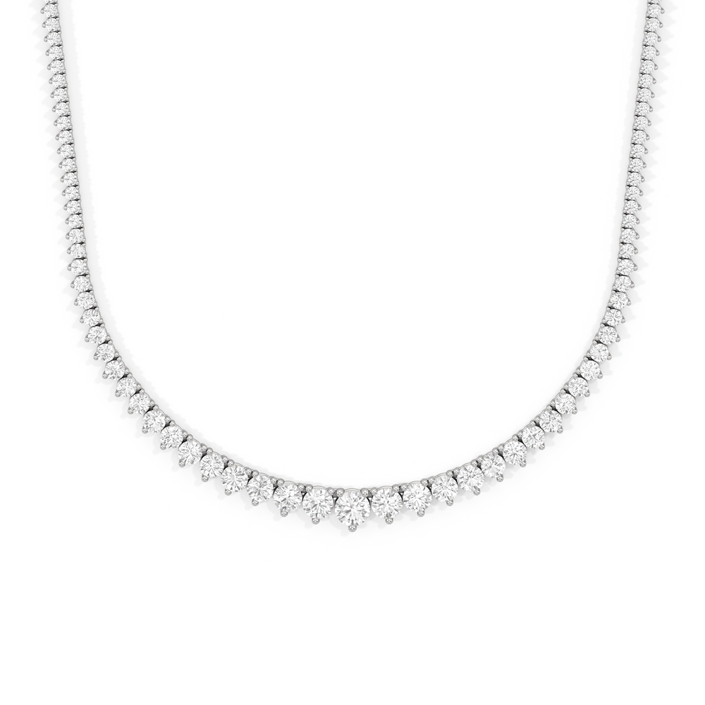 Graduating Three Prong Diamond Tennis Necklace with 14KT White Gold / 10 / 18 Cut Diamond in 14KT White Gold / 10 / 18 view 1
