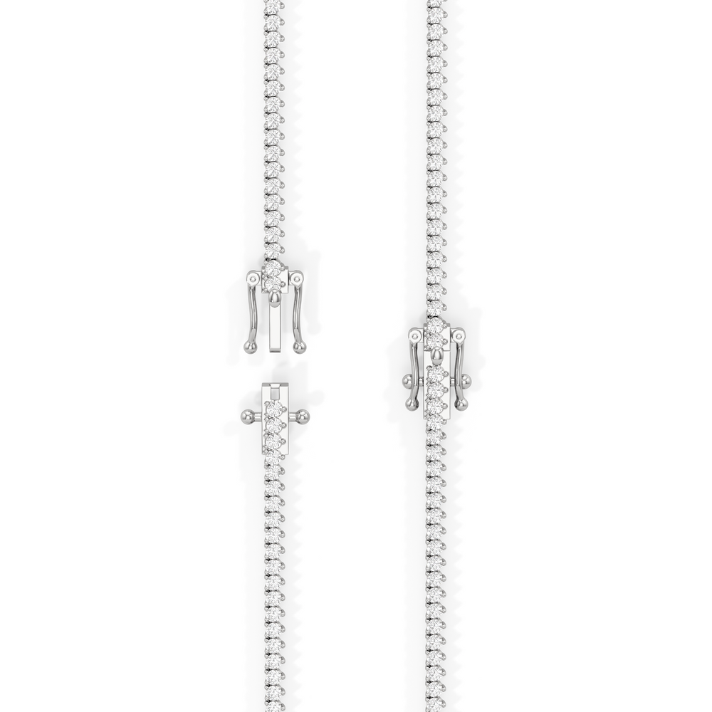 Graduating Three Prong Diamond Tennis Necklace with 14KT White Gold / 10 / 18 Cut Diamond in 14KT White Gold / 10 / 18 view 5
